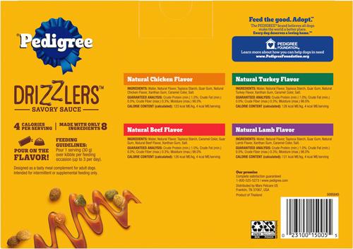 Show full view: Pedigree Drizzlers Savory Sauce Multipack Dog Food Topper, 60-g pouch, pack of 32 slide 3 of 11