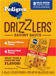Pedigree Drizzlers Savory Sauce Multipack Dog Food Topper, 60-g pouch, pack of 8