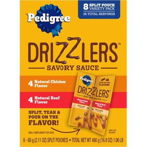 Pedigree Drizzlers Savory Sauce Multipack Dog Food Topper, 60-g pouch, pack of 8