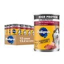 Pedigree High Protein Beef & Lamb Flavor in Gravy Canned Wet Dog Food, 13.2-oz can, case of 12