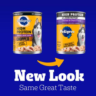 Show full view: Pedigree High Protein Chicken & Duck Flavor + Chopped Beef & Bison Flavor & Chopped Chicken & Duck Flavor Canned Soft Wet Dog Food Variety Pack slide 7 of 9