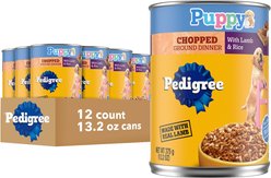 Pedigree Puppy Chopped Ground Lamb & Rice Recipe Wet Canned Dog Food, 13.2-oz can, case of 12