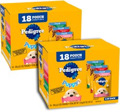 Pedigree Puppy Variety Pack Wet Dog Food, 3.5-oz pouch, pack of 18