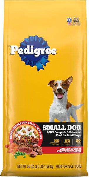 Pedigree Small Dog Complete Nutrition Grilled Steak & Vegetable Flavor Dog Kibble Small Breed Adult Dry Dog Food