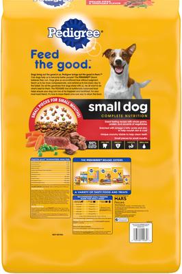 Show full view: Pedigree Small Dog Complete Nutrition Grilled Steak & Vegetable Flavor Dry Food + Cesar Classic Loaf in Sauce Beef Recipe, Filet Mignon, Grilled Chicken, & Porterhouse Steak Flavors Variety Pack Dog Food slide 3 of 9
