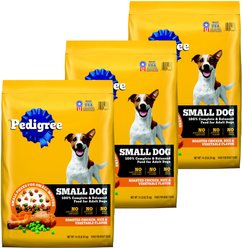 Pedigree Small Dog Complete Nutrition Roasted Chicken, Rice & Vegetable Flavor Small Breed Adult Dry Dog Food, 14-lb bag, bundle of 3