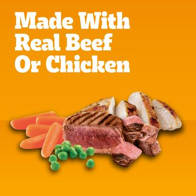 Show full view: Pedigree Tender Bites in Gravy Chicken & Vegetable Flavor & Steak & Vegetable Flavor Variety Pack Canned Wet Dog Food, 13.2-oz can, case of 12 slide 3 of 8