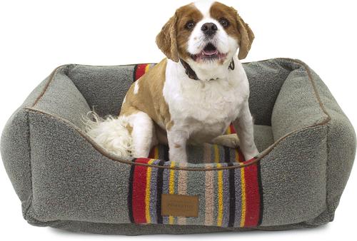 Show full view: Pendleton Vintage Camp Kuddler Bolster Dog Bed with Removable Cover, Heather Green, Medium slide 1 of 8
