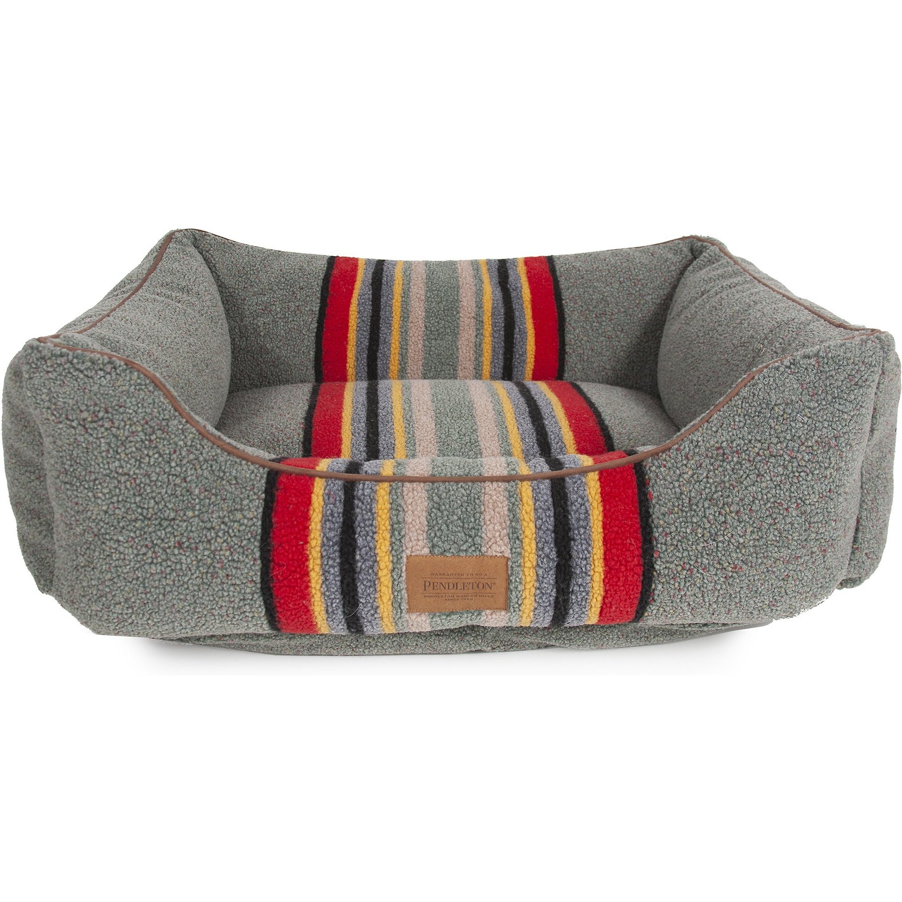 Pendleton Vintage Camp Kuddler Bolster Dog Bed with Removable Cover, Heather Green, X-Large: 42 x 30 x 10.5-in