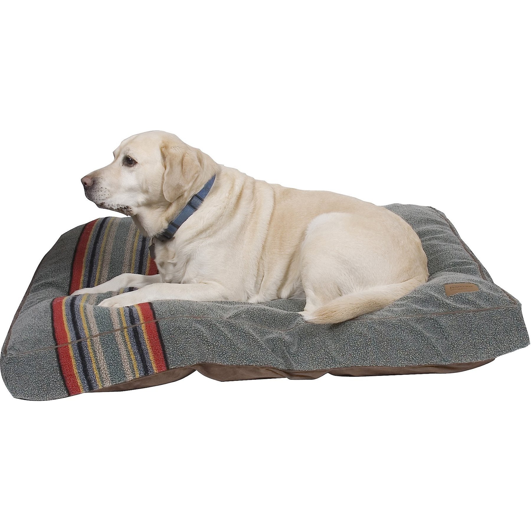 Pendleton Yakima Camp Pillow Dog Bed with Removable Cover, Heather Green, Large: 40 x 32 x 4-in