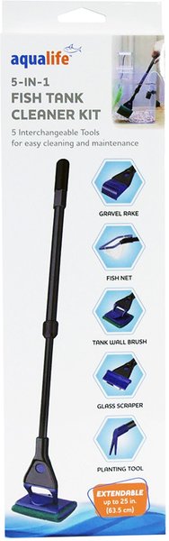 Penn-Plax 5-in-1 Cleaner Kit for Glass Plastic or Acrylic Aquarium Fish Tank, Extra Long, 19-in