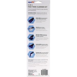 Penn-Plax 5-in-1 Cleaner Kit for Glass Plastic or Acrylic Aquarium Fish Tank, Extra Long, 19-in
