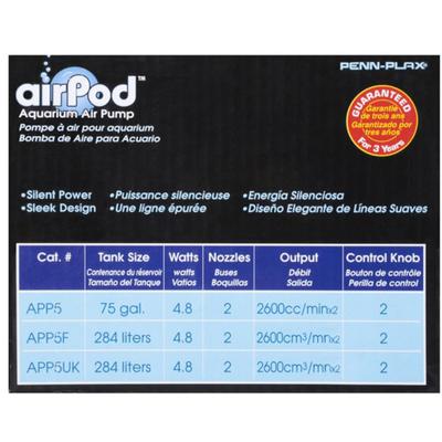 Show full view: Penn-Plax Air-Pod Aquarium Air Pump, 75-gal slide 6 of 9