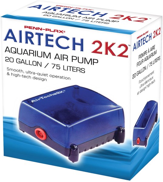 Penn-Plax Air-Tech 2K2 Aquarium Air Pump, 20-gal