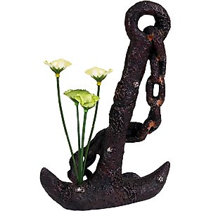Penn-Plax Anchor & Plant Aquarium Ornament, Medium