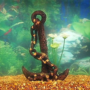 Penn-Plax Anchor & Plant Aquarium Ornament, Medium