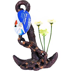 Penn-Plax Anchor & Plant Aquarium Ornament, Medium