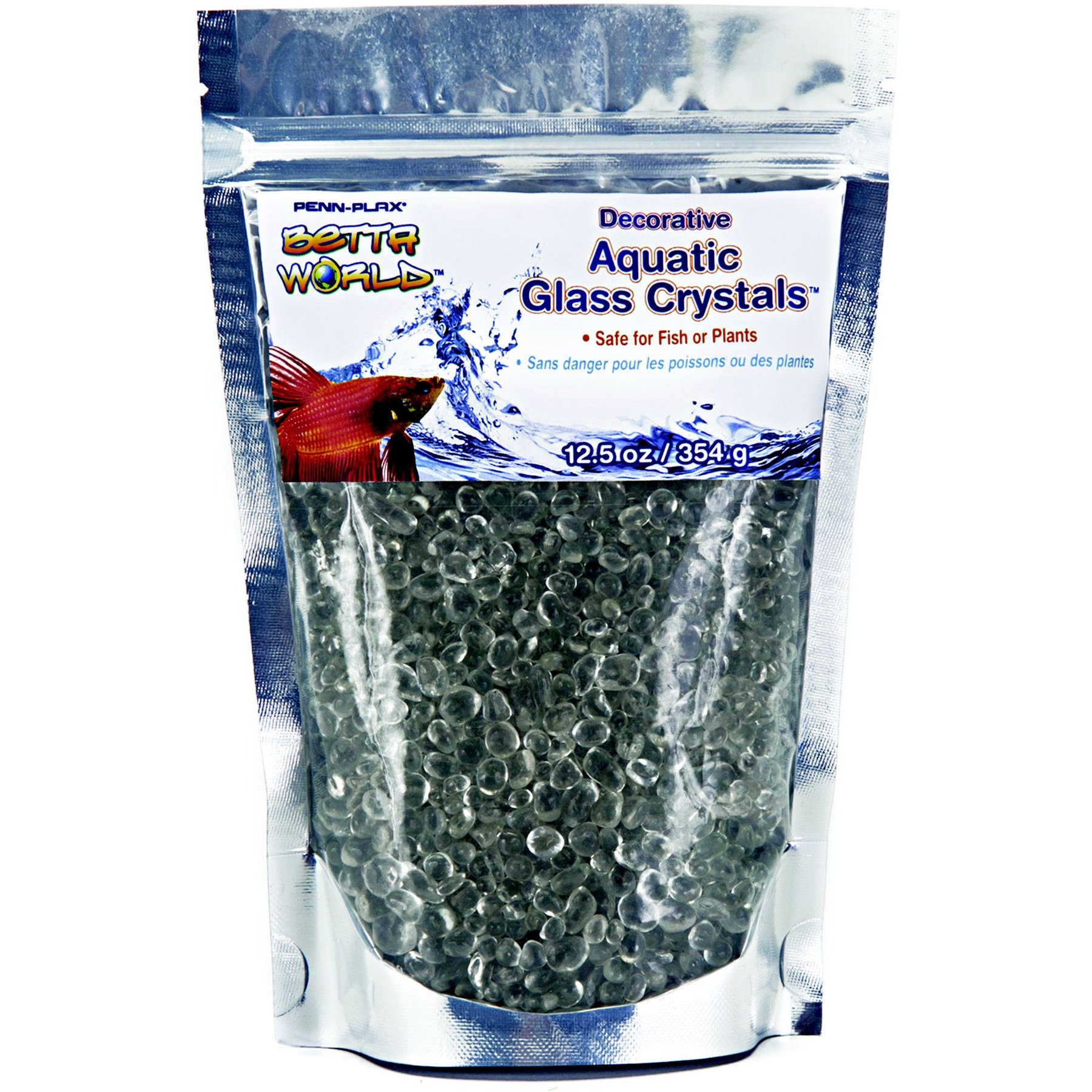 Penn-Plax Aquatic Glass Crystal Sand Fish Ornament, White