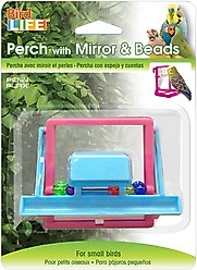 Penn-Plax Bird Landing Perch with Mirror & Beads, Medium