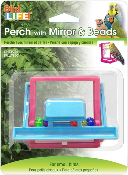 Penn-Plax Bird Landing Perch with Mirror & Beads