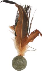 Penn-Plax Cat Life Compressed Birdie with Peacock Feathers Cat Toy with Catnip, Brown