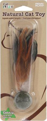 Show full view: Penn-Plax Cat Life Compressed Birdie with Peacock Feathers Cat Toy with Catnip, Brown slide 5 of 5