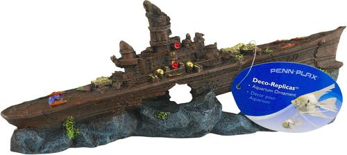 Show full view: Penn-Plax Deco-Replicas Sunken Battleship Fish Ornament, Small, Grey slide 5 of 9