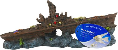 Show full view: Penn-Plax Deco-Replicas Sunken Battleship Fish Ornament, Small, Grey slide 8 of 9