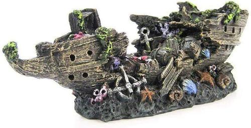 Show full view: Penn-Plax Deco-Replicas Sunken Split Ship Fish Ornament, Small, Grey slide 2 of 2