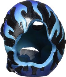 Penn-Plax Fire Skull Blue Aquarium Ornament slide 2 of 3