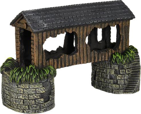 Show full view: Penn-Plax Madison County Covered Bridge Fish Ornament slide 2 of 2