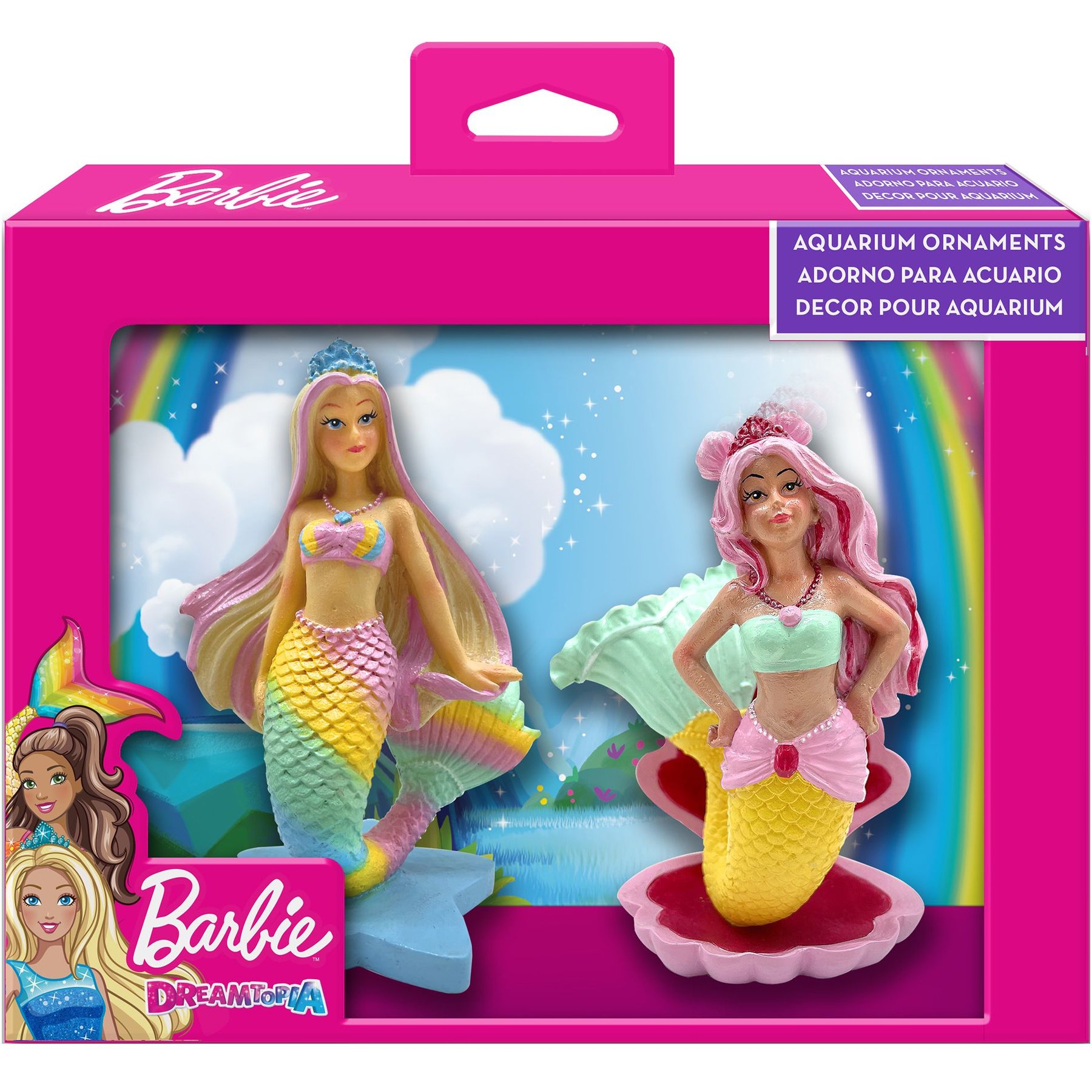 Penn-Plax Officially Licensed Barbie Mermaid Aquarium Decoration Barbie & Friend Kit Fish Ornament