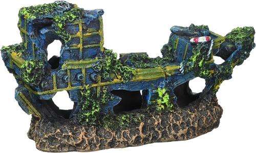 Show full view: Penn-Plax Pirate Treasure Ship Fish Ornament, Small, Multicolor slide 3 of 10