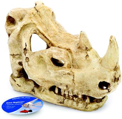 Show full view: Penn-Plax Rhino Skull Aquarium Decoration Fish Ornament, Brown slide 2 of 6