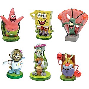 Penn-Plax SpongeBob Mini Resin Gift Aquarium Ornament, 6 count