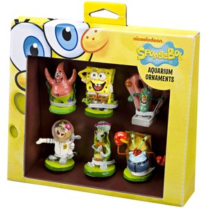 Penn-Plax SpongeBob Mini Resin Gift Aquarium Ornament, 6 count