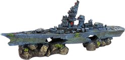 Penn-Plax Sunken Battleship Aquarium Ornament, Medium