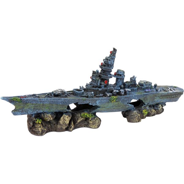 Penn-Plax Sunken Battleship Aquarium Ornament