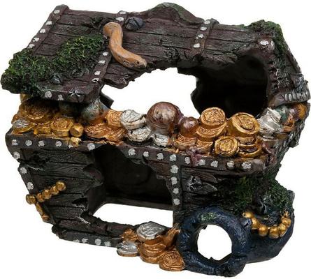 Show full view: Penn-Plax Sunken Treasure Chest Fish Ornament, Large slide 2 of 2