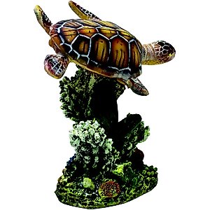 Penn-Plax Swimming Sea Turtle Aquarium Decoration Fish Ornament, Small