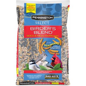 Pennington Select Birder's Blend Seed & Mealworm Mix Wild Bird Food, 40-lb bag