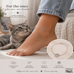 Penthouse Paws Paw Print Cat Mom Jewelry Anklet for Women, Silver, 9 to 9.5-in slide 2 of 2