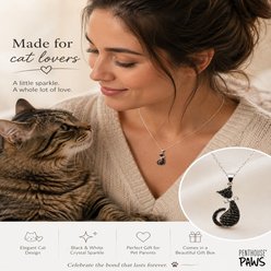 Penthouse Paws Rhodium Plated Adjustable Cat Pendant Jewelry Necklace for Women, Black/Silver, 16 to 18-in slide 2 of 2