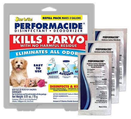 Show full view: Performacide Kills Parvo Disinfectant Deodorizer Refills, 1-gal pouch, 3 count slide 1 of 3