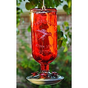 Perky-Pet Antique Bottle Hummingbird Feeder, Red