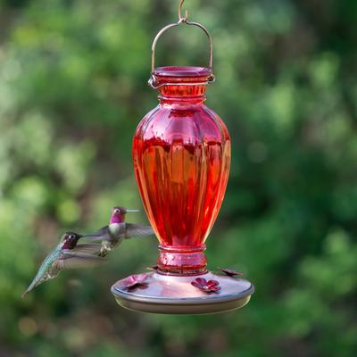 Show full view: Perky-Pet Daisy Vase Vintage Glass Hummingbird Feeder, Red slide 6 of 11