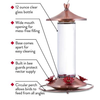 Show full view: Perky-Pet Elegant Copper Glass Hummingbird Feeder slide 6 of 10