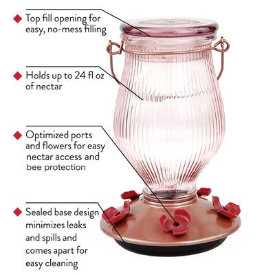 Show full view: Perky-Pet Rose Gold Top-Fill Glass Hummingbird Feeder slide 2 of 9