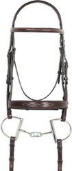 Pessoa Pro Fancy Stitched Wide Nose Horse Bridle Snaffle, Dark Brown, Cob