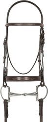 Pessoa Rodrigo Fancy Wide Show Raised Laced Reins Bridle Snaffle, Dark Brown, Cob
